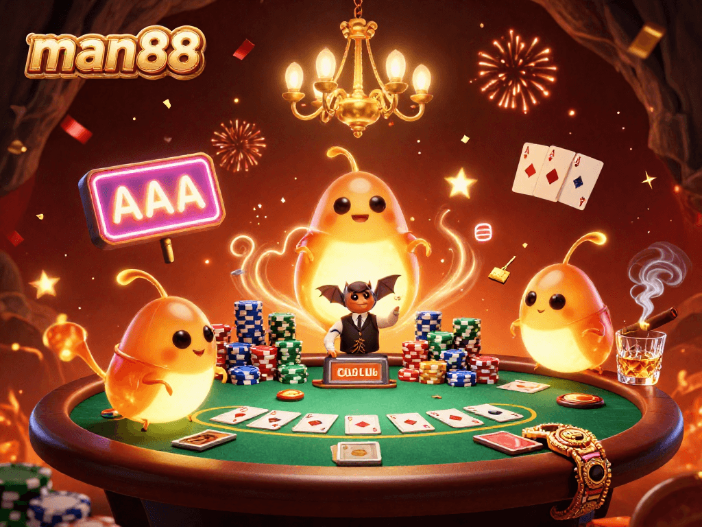 Play with man88 in a vibrant casino scene illuminated by glowing glowworms, enhancing the gambling experience.