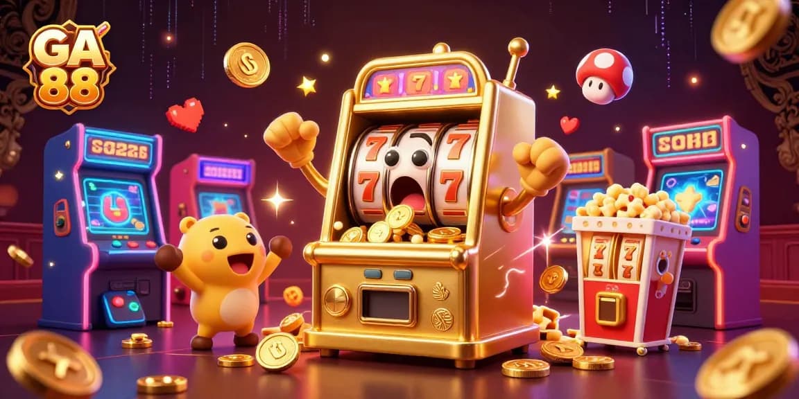 Celebrate wins at GA 88 with a fun slot machine jackpot scene filled with excitement