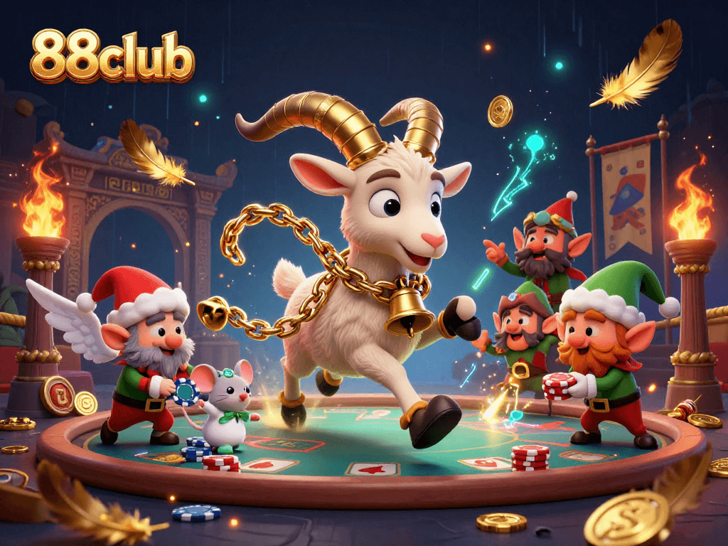 88club showcases a festive atmosphere with Krampus and characters in a lively casino scene full of action and excitement.
