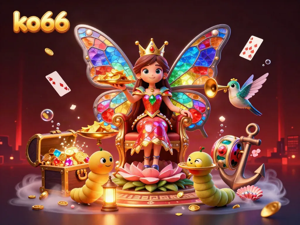 Engage in vibrant casino adventures with ko66 featuring a butterfly queen and treasure-laden settings.