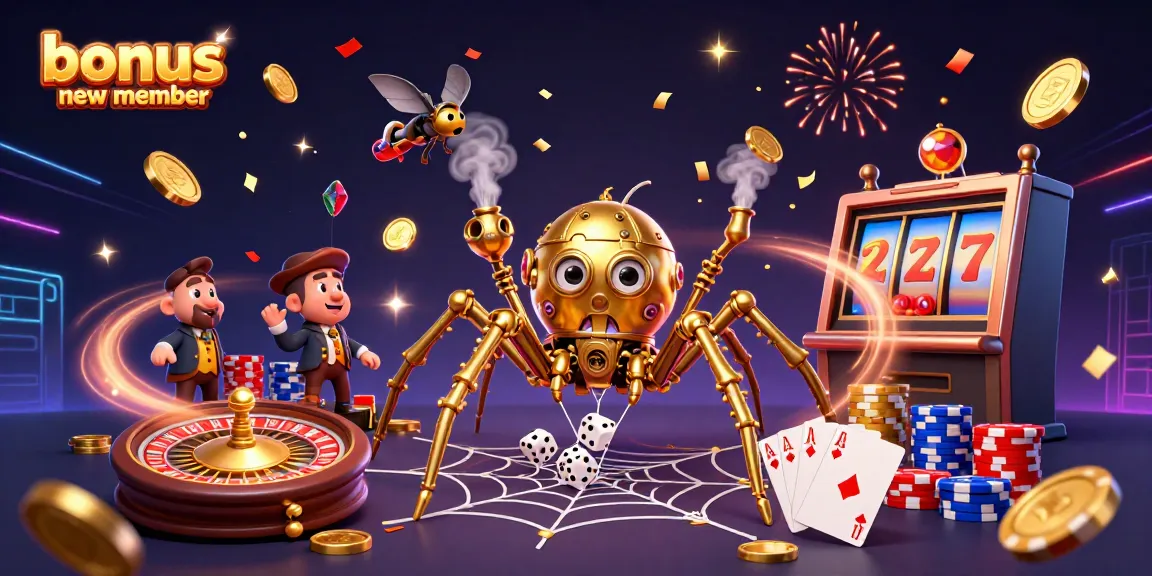 Experience the thrill with the bonus new member offer in a vibrant, 3D casino scene featuring intricate elements and dynamic energy.