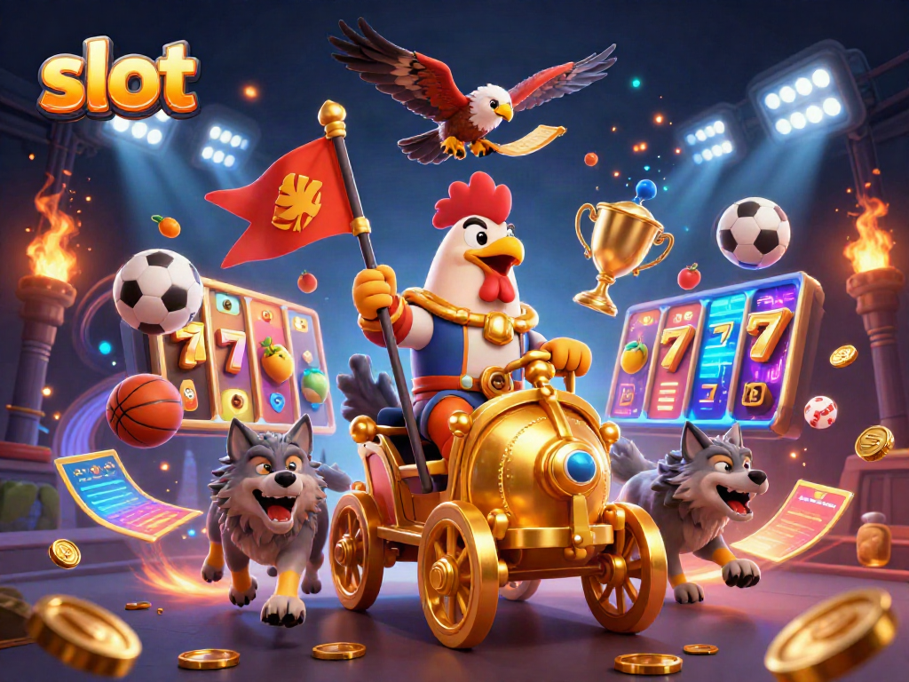 Permainan slot dengan simbol dan gulungan berkilauan dalam ilustrasi 3D yang mengesankan.