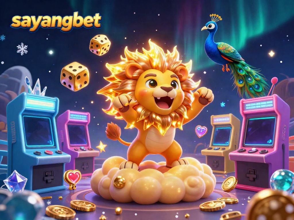 Experience thrilling gameplay with sayangbet, featuring a triumphant sun lion and golden casino elements.