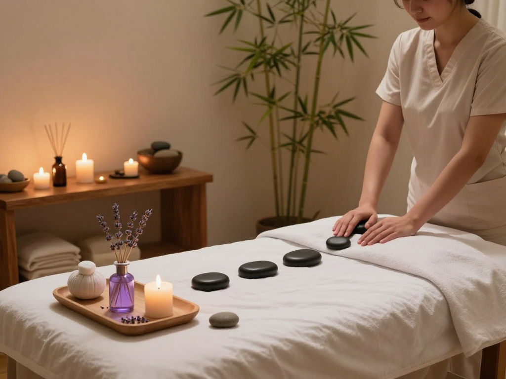 하남출장마사지 in a serene wellness spa room with calming decor and soothing atmosphere.