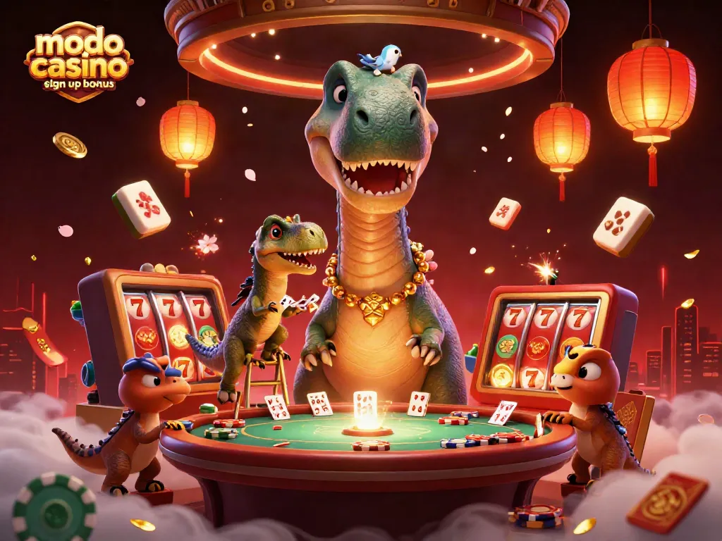 Win big with the modo casino sign up bonus in a vibrant, interactive casino scene.