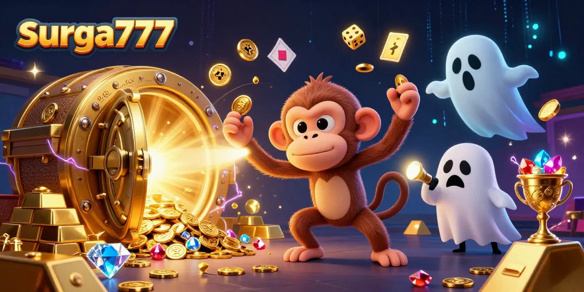 Experience thrilling gameplay with surga777 in a vibrant haunted casino scene filled with gold and excitement.