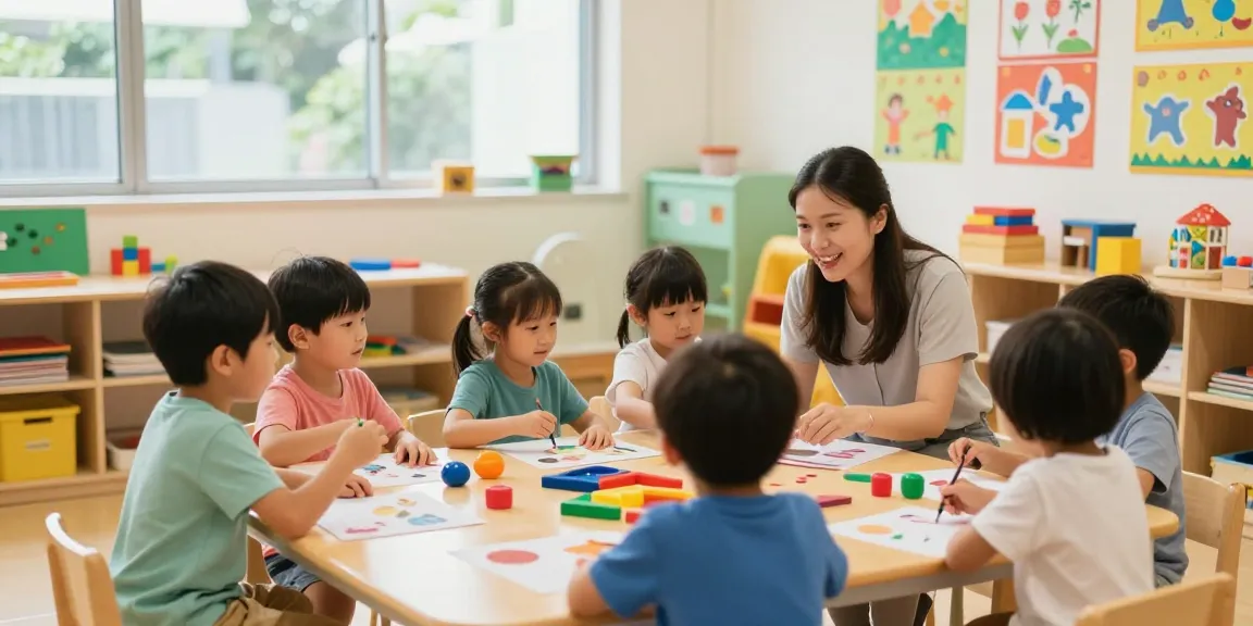Children engaged in interactive learning at the Best preschool Singapore.