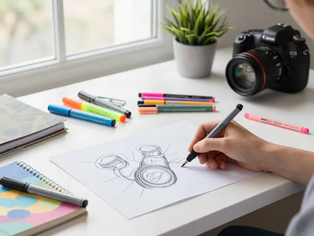 Highlighter pen supplier showcasing vibrant hues in a creative workspace.