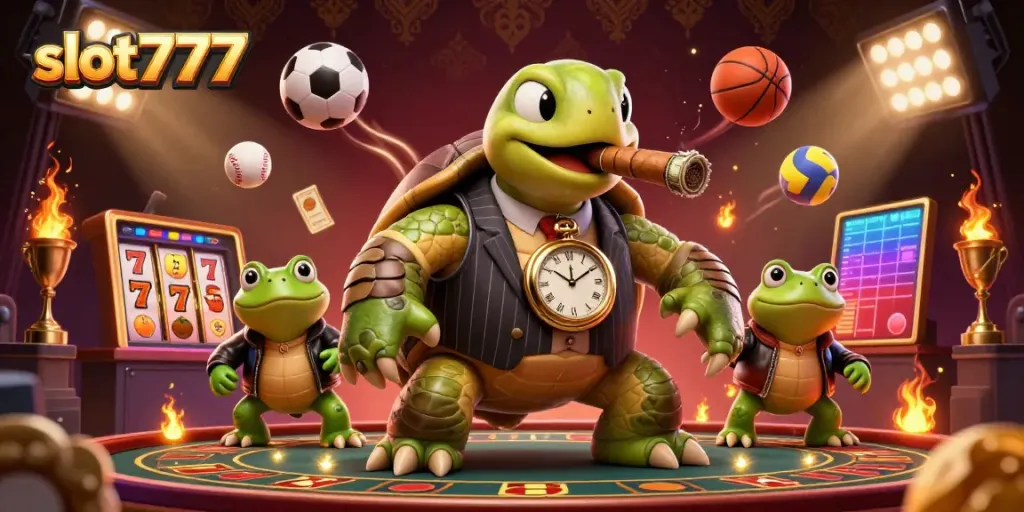 Play exciting slot777 games featuring lively cartoon characters and dynamic casino elements.