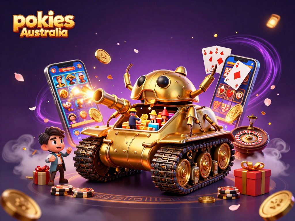 Experience the excitement of pokies Australia with a vibrant casino scene in a golden beetle tank.