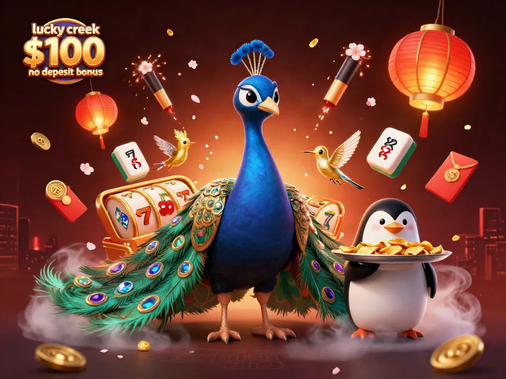 Play with the exciting lucky creek $100 no deposit bonus at a casino featuring vibrant characters and dynamic game elements.