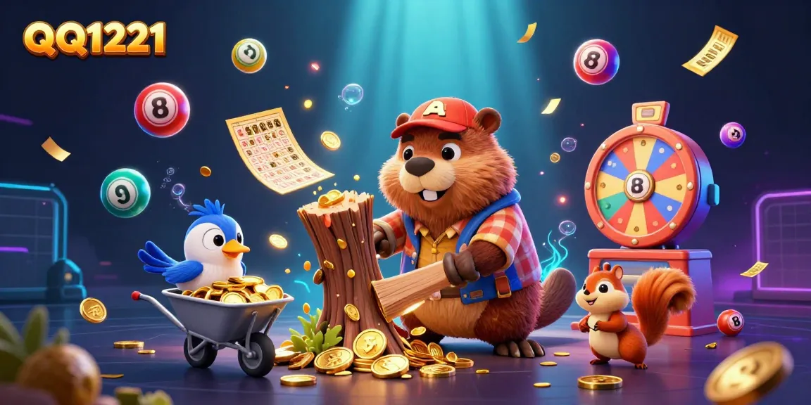 Engage with QQ1221's thrilling atmosphere, where characters bring luck from golden coins amidst a vibrant casino scene.