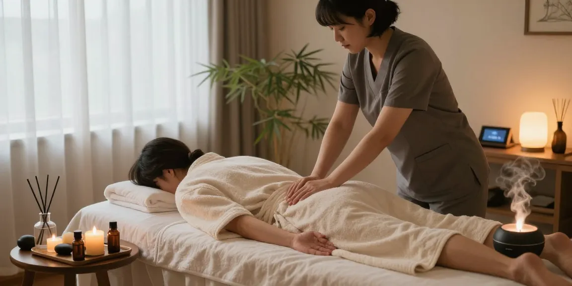 Relaxing 남양주출장마사지 therapy scene with soothing ambiance and essential oils