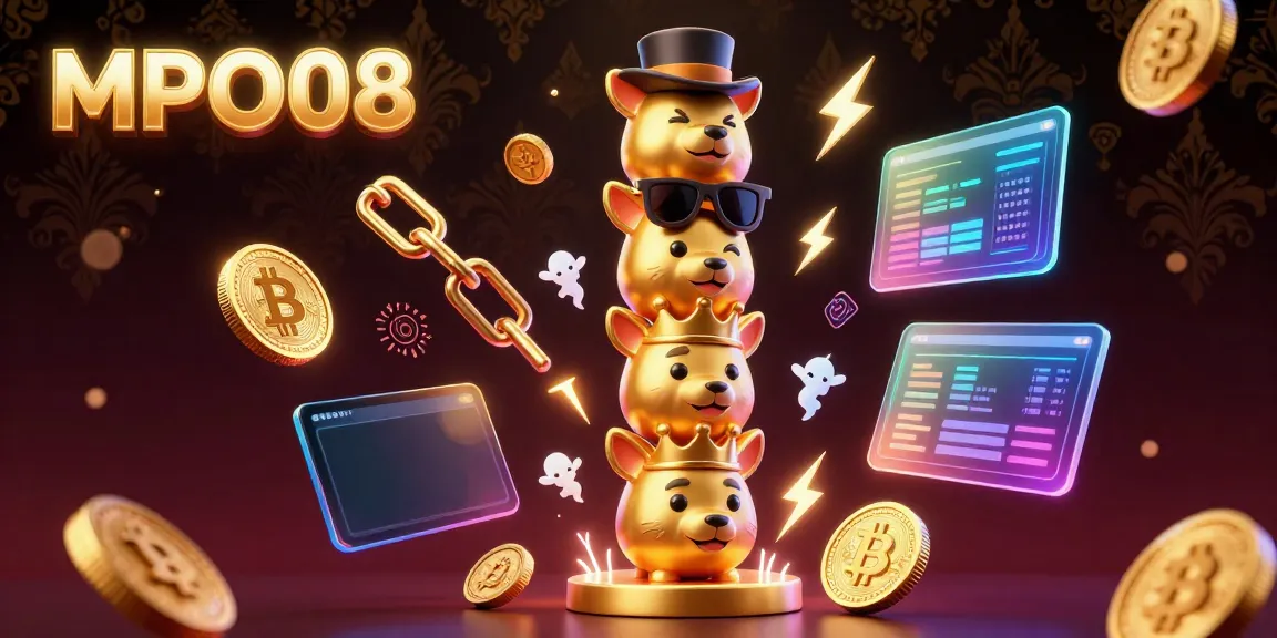 Join the excitement at MPO08 with a 3D illustration of a golden totem surrounded by thrilling crypto elements.