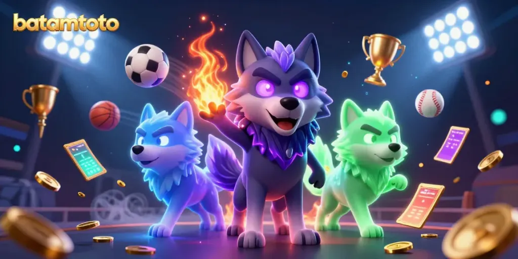 Experience the excitement of batamtoto with vibrant ghostly wolves and dynamic sports elements.