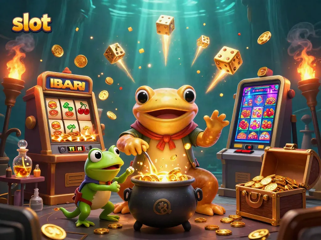 Menangkan slot dengan mesin slot yang meledak bersertakan koin emas dalam ilustrasi 3D.