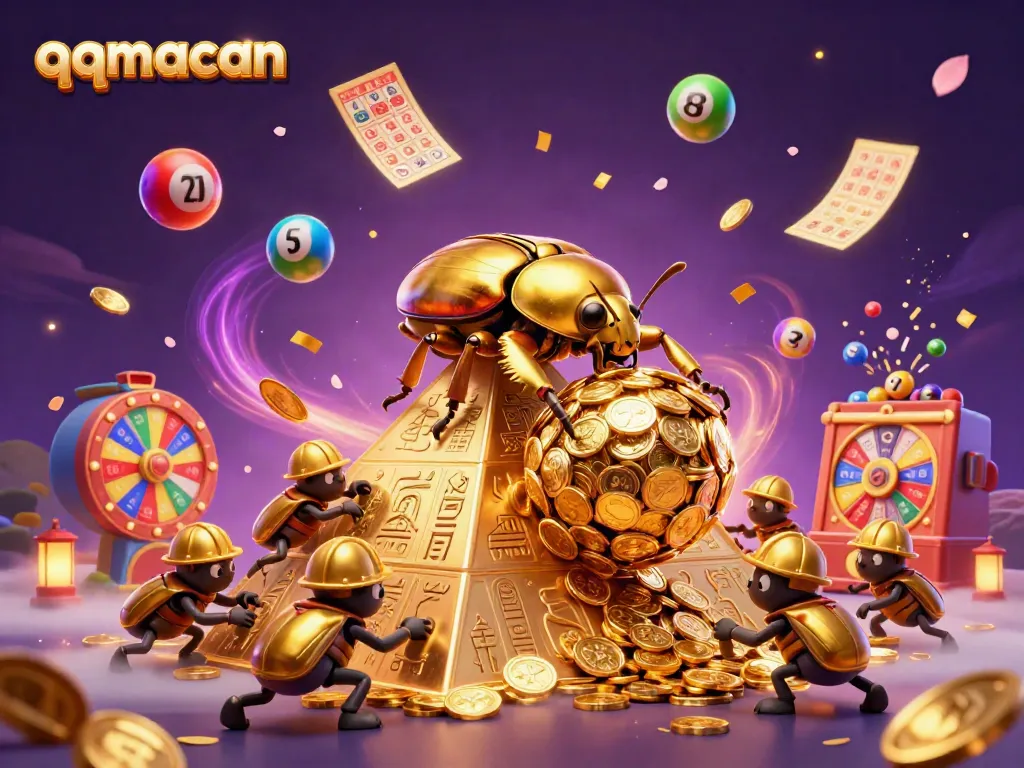Experience exciting gameplay with QQMacan as the golden beetles roll in wealth and lottery fun!