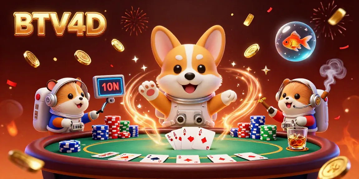 Permainan BTV4D yang menampilkan korgi astronaut 3D di kasino luar angkasa yang penuh harta