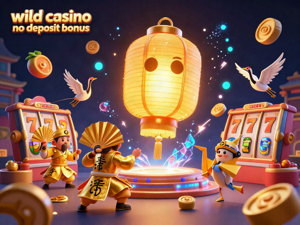 Engage with the wild casino no deposit bonus through an energetic 3D scene filled with vibrant symbols and illuminating elements.