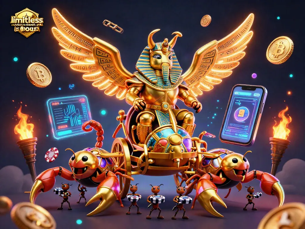 Experience the limitless casino no deposit bonus with 3D characters surrounded by dynamic crypto elements.