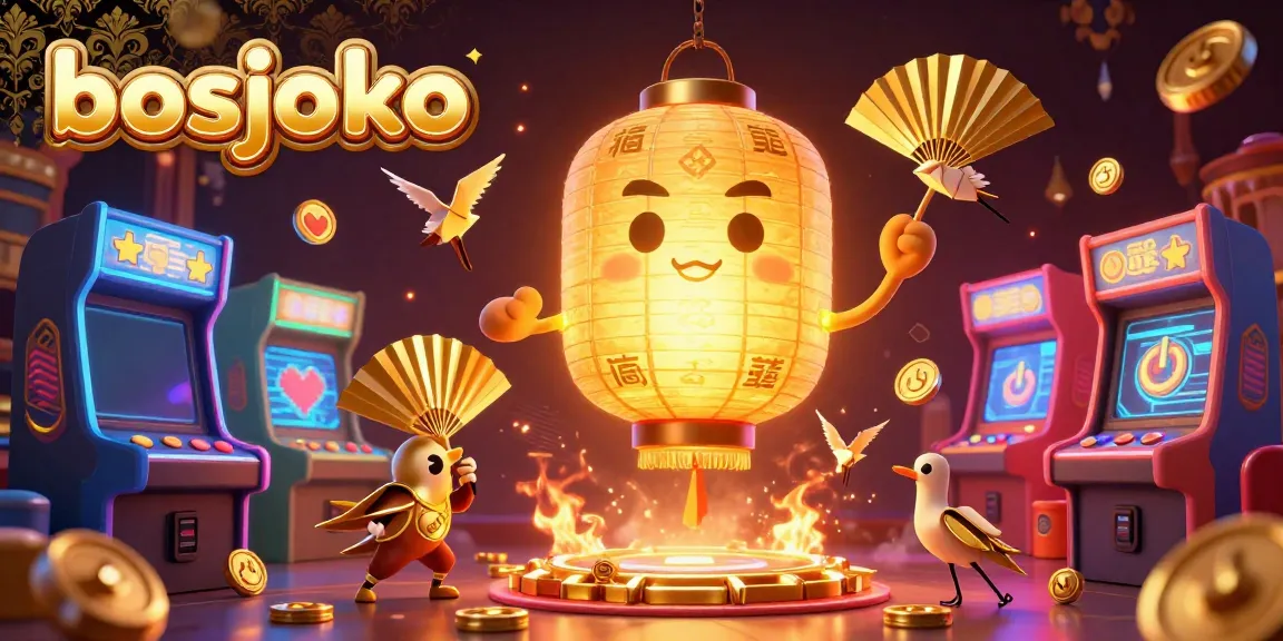 Experience the thrill of bosjoko with golden lantern spirits amidst vibrant casino elements, showcasing dynamic gaming energy.