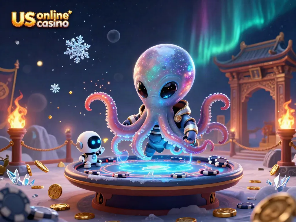 Experience thrilling gameplay with the captivating us online casino featuring an alien octopus at a poker table.