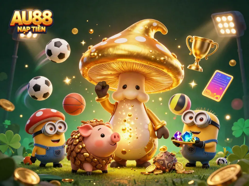 Engage with the magical world of AU88 NẠP TIỀN featuring a golden wizard and treasure hunting elements in a rich casino scene.