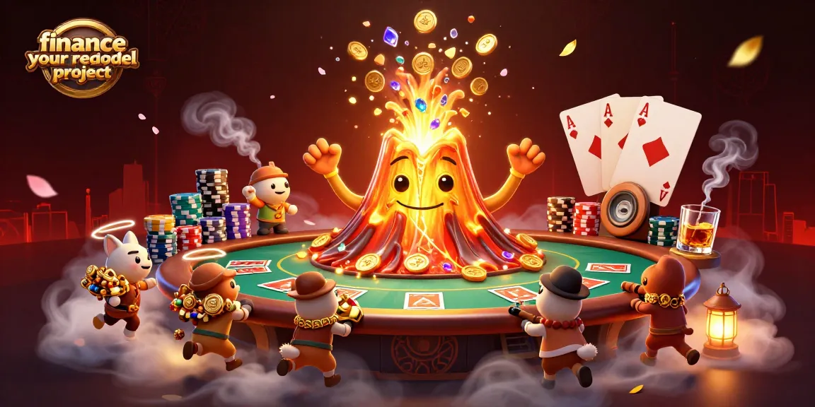 Finance your remodel project by gaming at the poker table with golden treasures and triumphant characters.