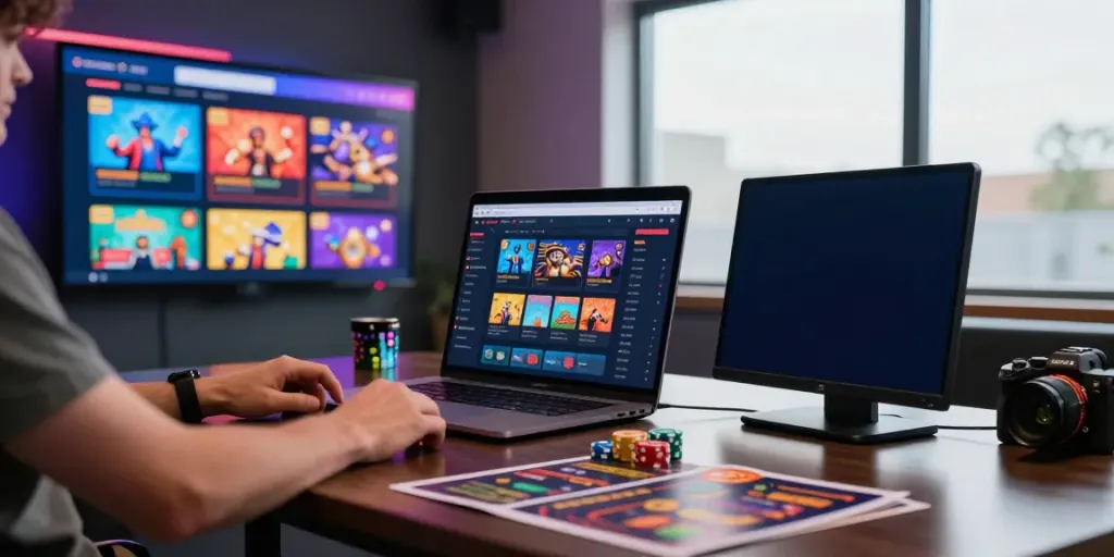 Engaging cika4d digital gambling platform scene with vibrant UI elements.