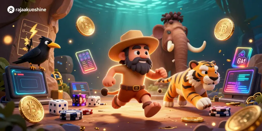 Experience the thrilling games at rajaakuratshine with vibrant 3D casino characters and crypto elements.
