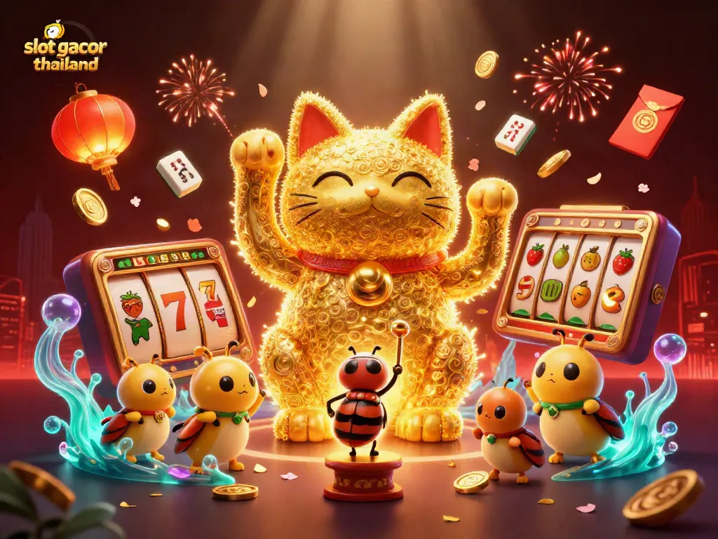Experience slot gacor thailand with a captivating lucky cat and dynamic casino symbols