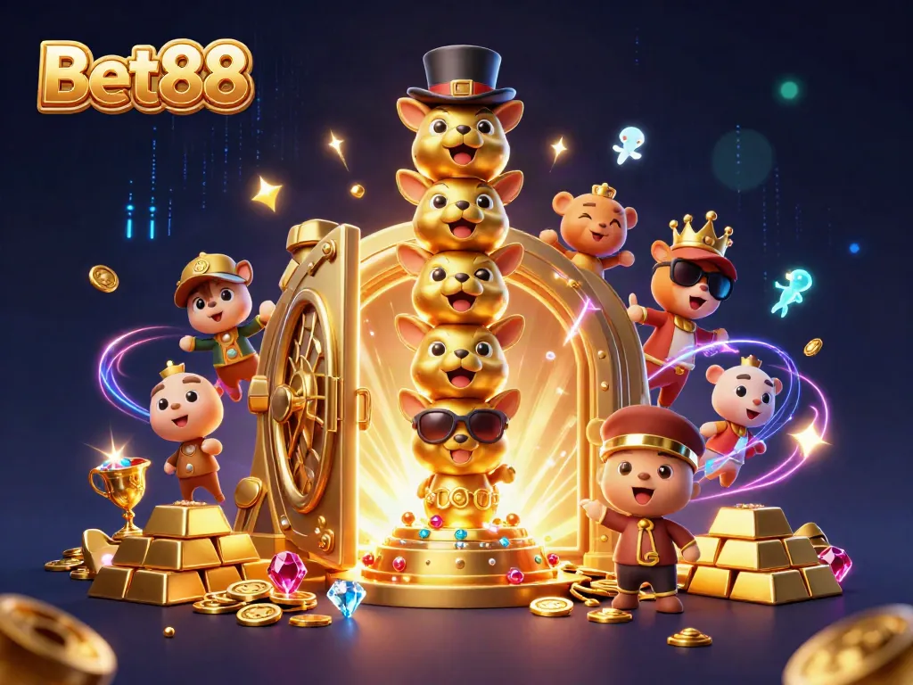 Experience the thrill of Bet88 with vibrant casino elements and a golden totem pole.