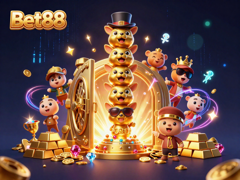 Experience the thrill of Bet88 with vibrant casino elements and a golden totem pole.