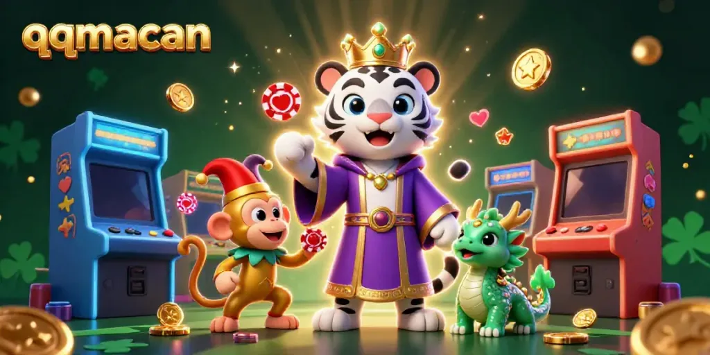 Experience the thrill of qqmacan with a royal tiger, jester monkey, and lively jade dragon.