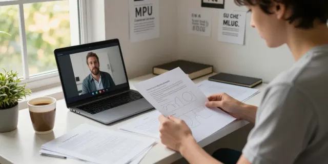 Person bereitet sich auf die MPU wegen Alkohol in einem gemütlichen Büro vor.
