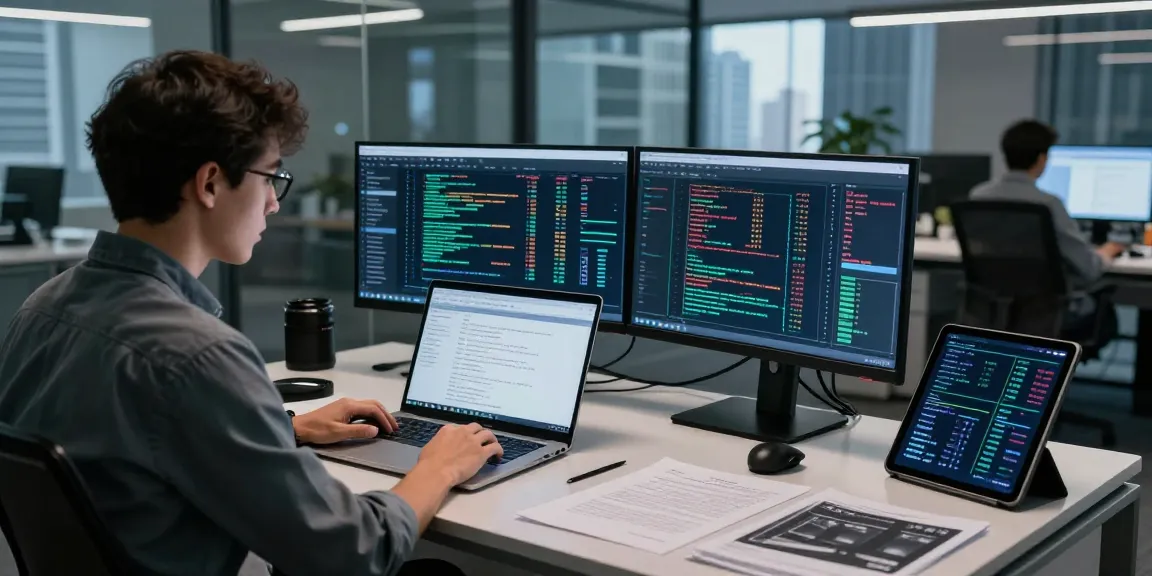 Blockchain forensics analysis in high-tech office with dual monitors and legal documents.