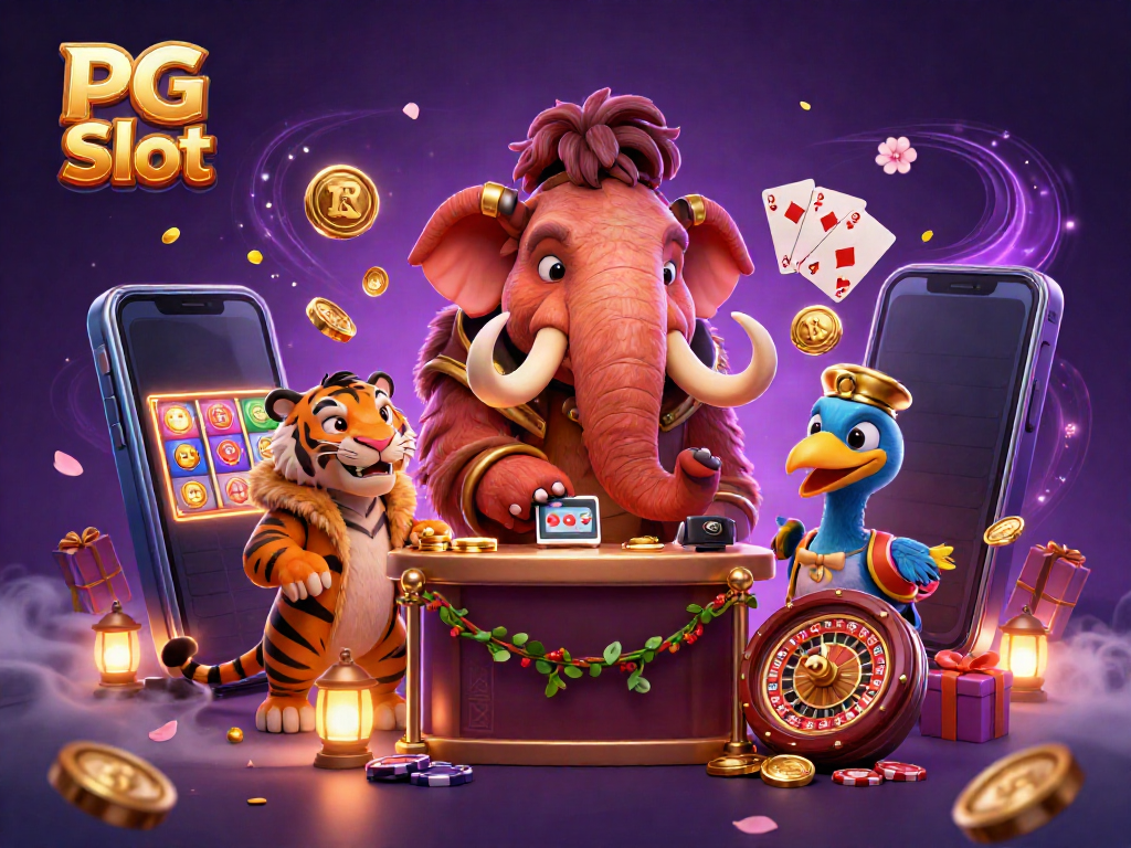 Gambar PG Slot dengan mammoth bouncer dan tamu VIP, pengalaman kasino yang mengesankan.